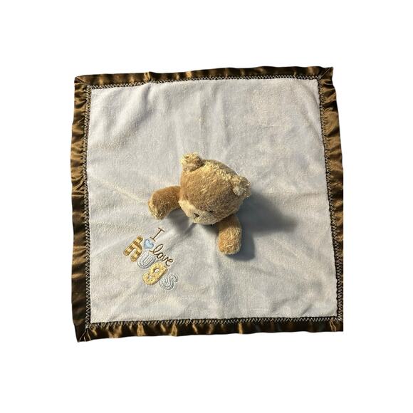Carter's CHILD OF MINE Blue Brown I LOVE HUGS Bear Lovey Baby Security Blanket - Picture 1 of 5